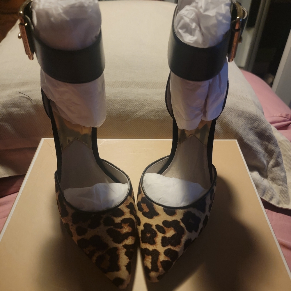 Michael Kors Brinkley Ankle Strap Printed calfhair pumps